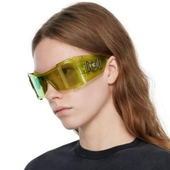 Versace VE4451 54208N Sunglasses Transparent Green Mirrored Wraparound Unisex - Picture 1 of 10
